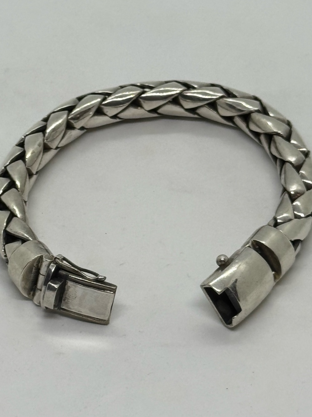 Heavy Solid Sterling Silver 925 Chunky  Statement Bracelet Hidden Clasp 144.7g